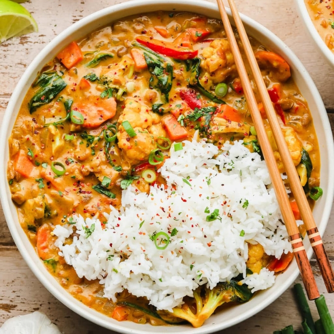 Vegan curry using plant based milk